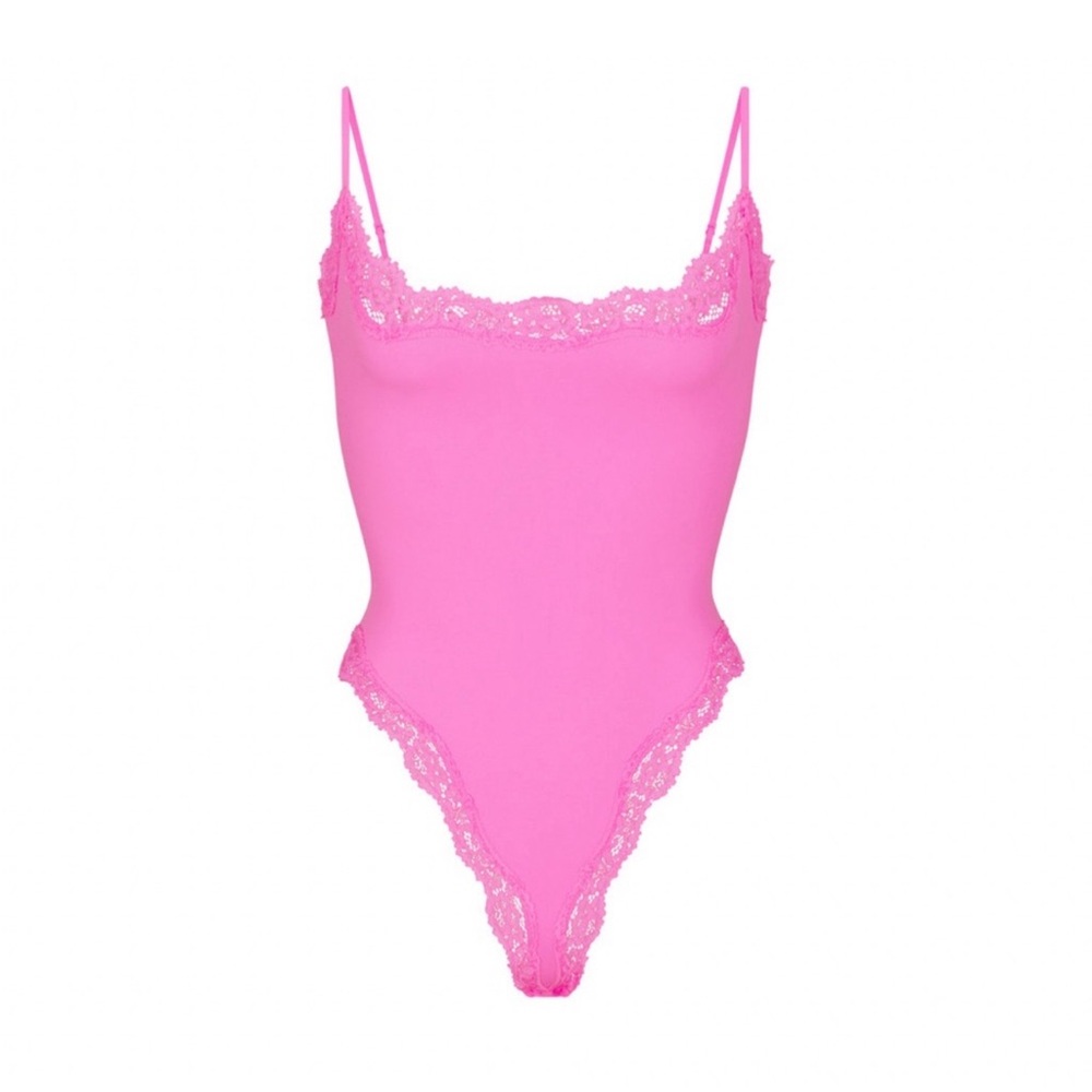 Skims Pink Lace Trim Bodysuit